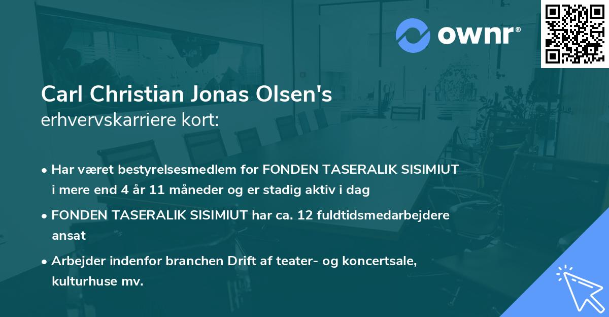 Carl Christian Jonas Olsen's erhvervskarriere kort