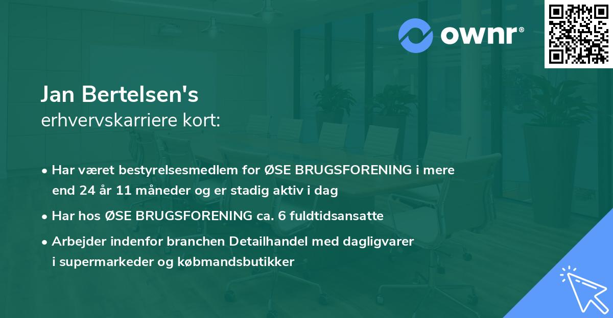 Jan Bertelsen's erhvervskarriere kort