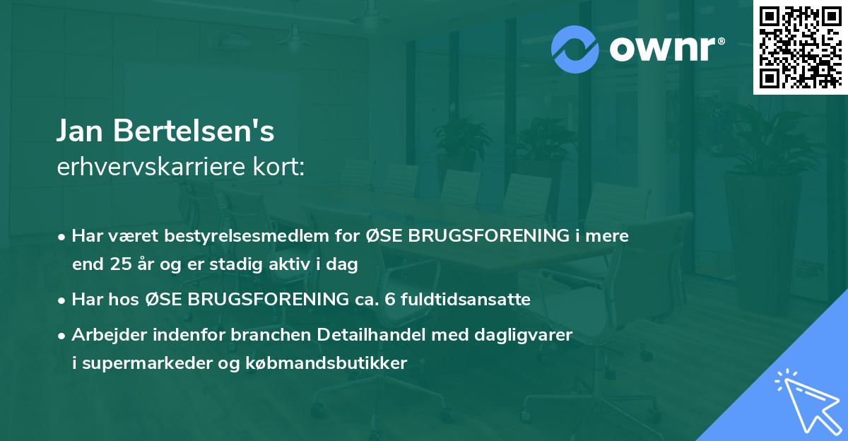 Jan Bertelsen's erhvervskarriere kort