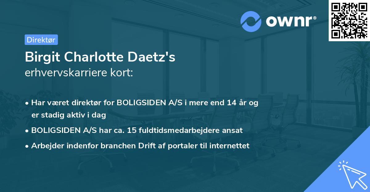 Birgit Charlotte Daetz's erhvervskarriere kort
