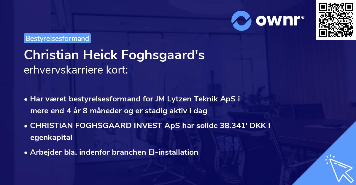 Christian Heick Foghsgaard's erhvervskarriere kort
