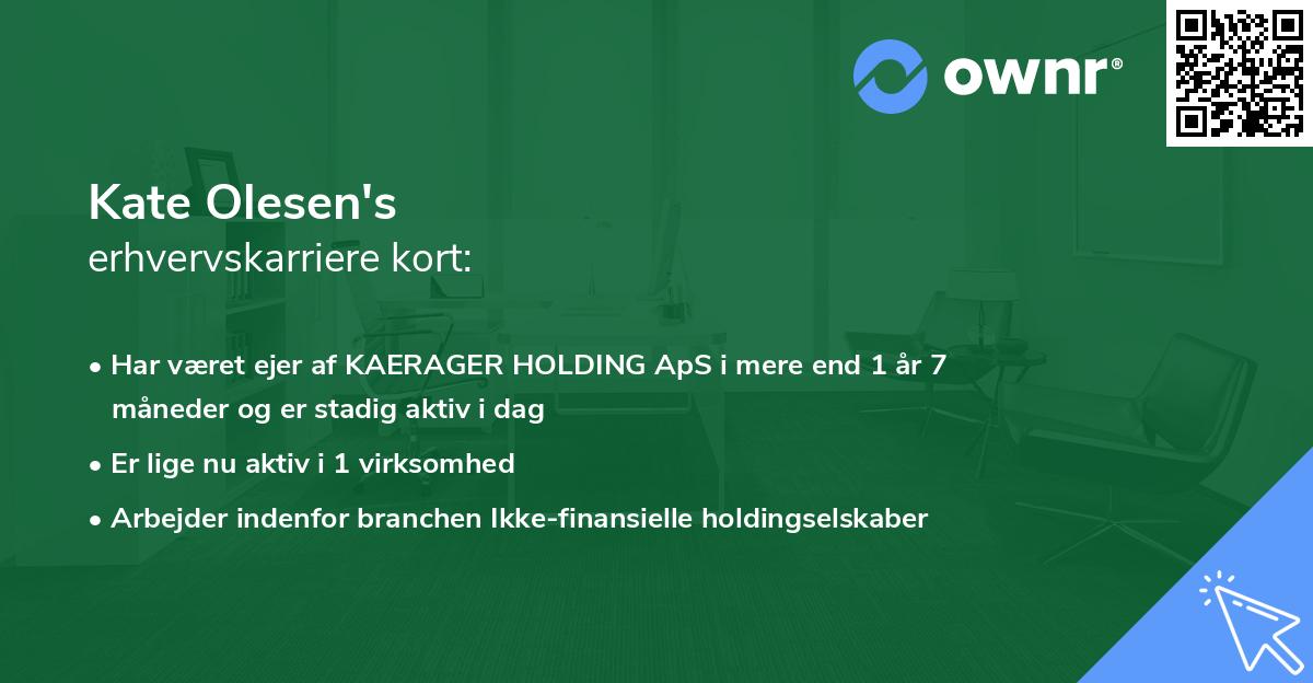 Kate Olesen's erhvervskarriere kort