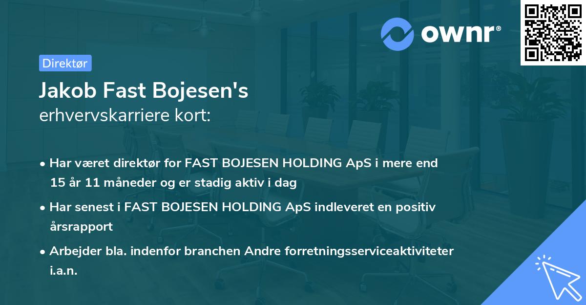 Jakob Fast Bojesen's erhvervskarriere kort