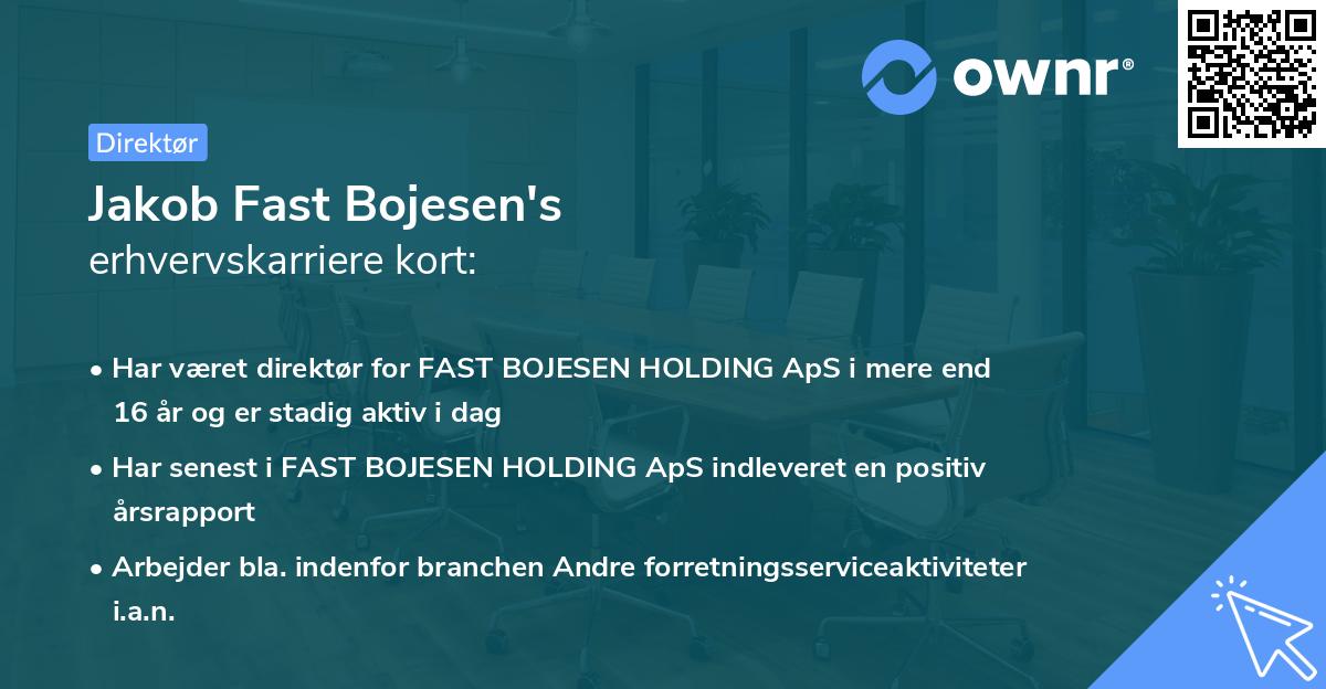 Jakob Fast Bojesen's erhvervskarriere kort