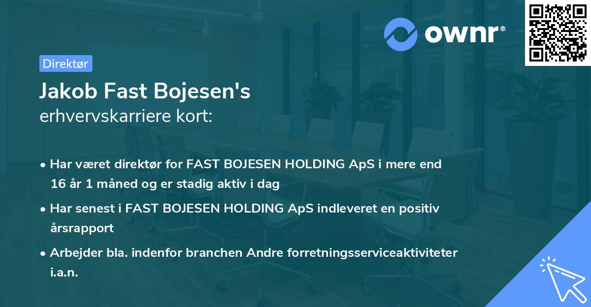 Jakob Fast Bojesen's erhvervskarriere kort