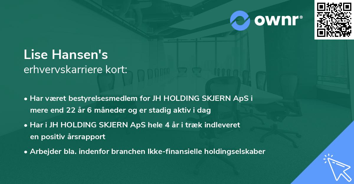 Lise Hansen's erhvervskarriere kort
