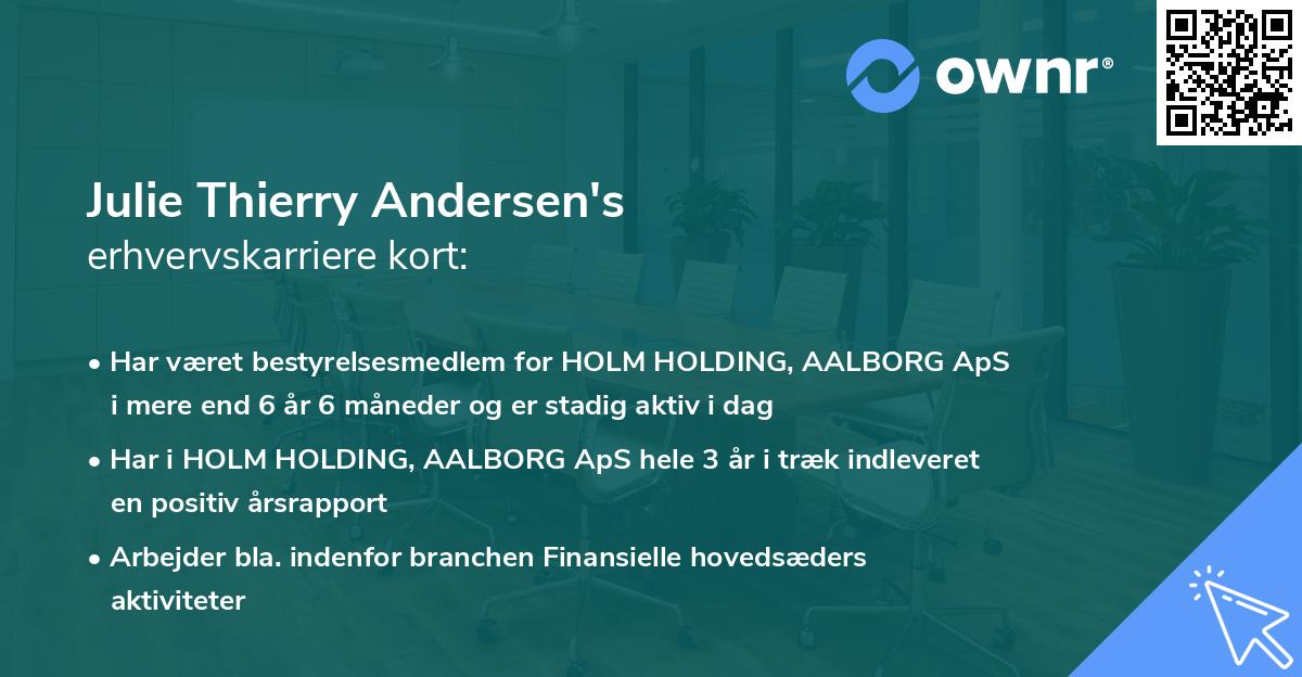 Julie Thierry Andersen's erhvervskarriere kort