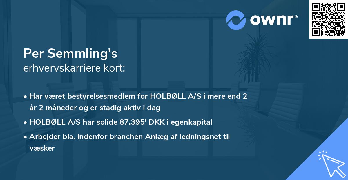 Per Semmling's erhvervskarriere kort