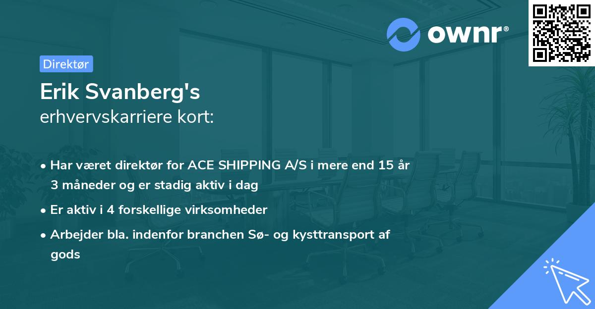Erik Svanberg's erhvervskarriere kort