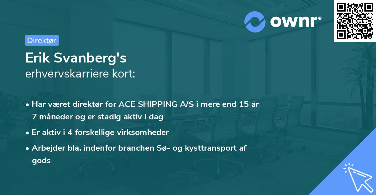 Erik Svanberg's erhvervskarriere kort