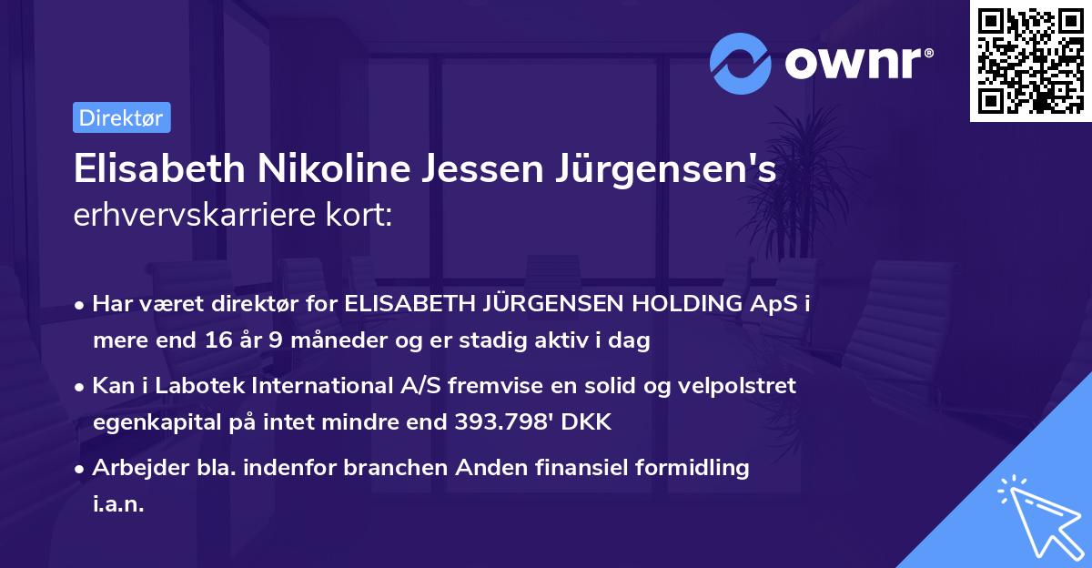 Elisabeth Nikoline Jessen Jürgensen's erhvervskarriere kort