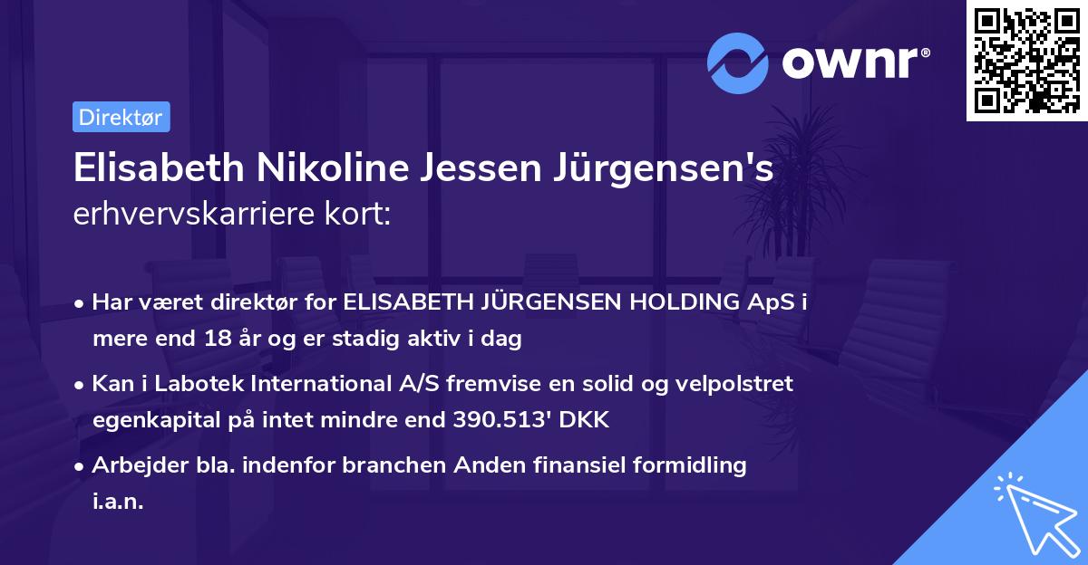 Elisabeth Nikoline Jessen Jürgensen's erhvervskarriere kort