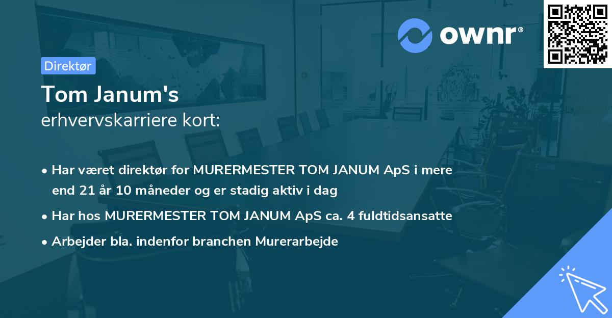 Tom Janum's erhvervskarriere kort