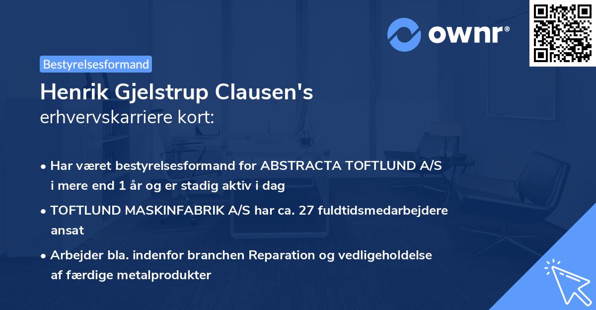 Henrik Gjelstrup Clausen's erhvervskarriere kort