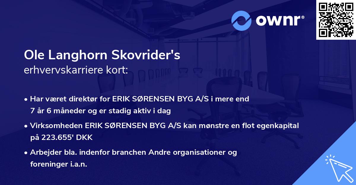 Ole Langhorn Skovrider's erhvervskarriere kort