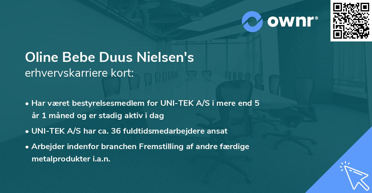 Oline Bebe Duus Nielsen's erhvervskarriere kort
