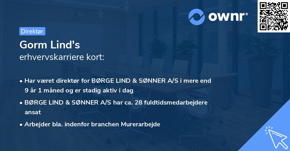 Gorm Lind's erhvervskarriere kort