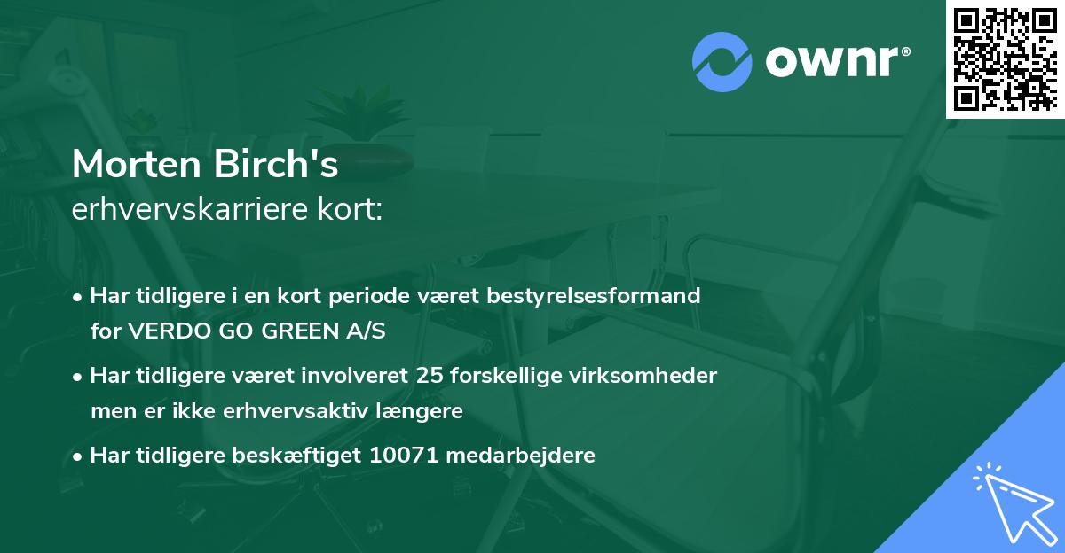 Morten Birch's erhvervskarriere kort