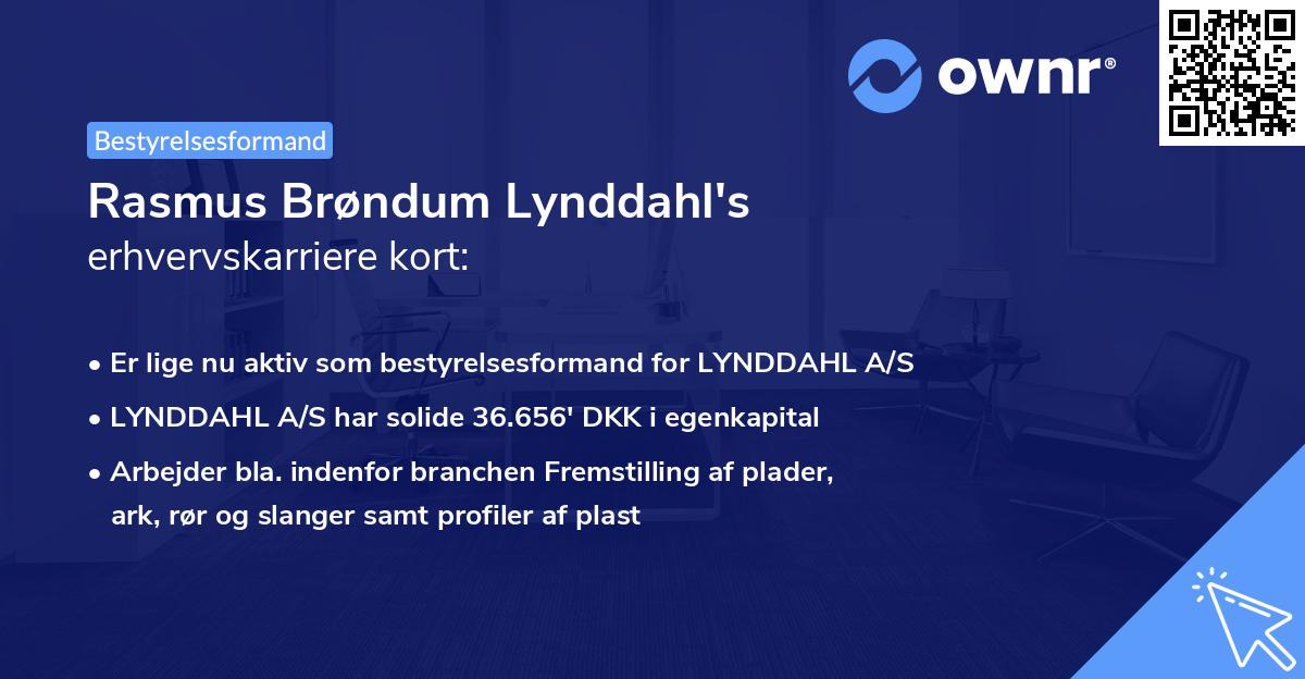 Rasmus Brøndum Lynddahl's erhvervskarriere kort