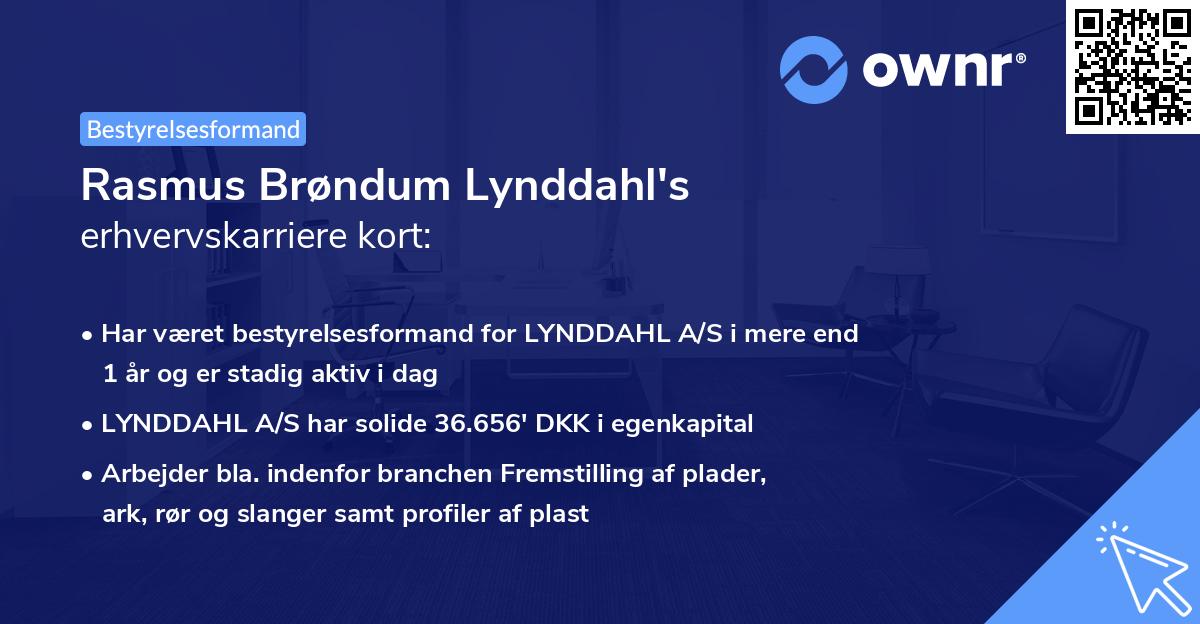 Rasmus Brøndum Lynddahl's erhvervskarriere kort