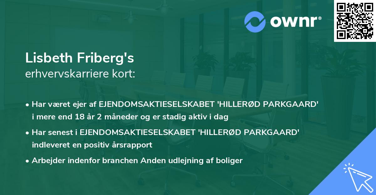 Lisbeth Friberg's erhvervskarriere kort