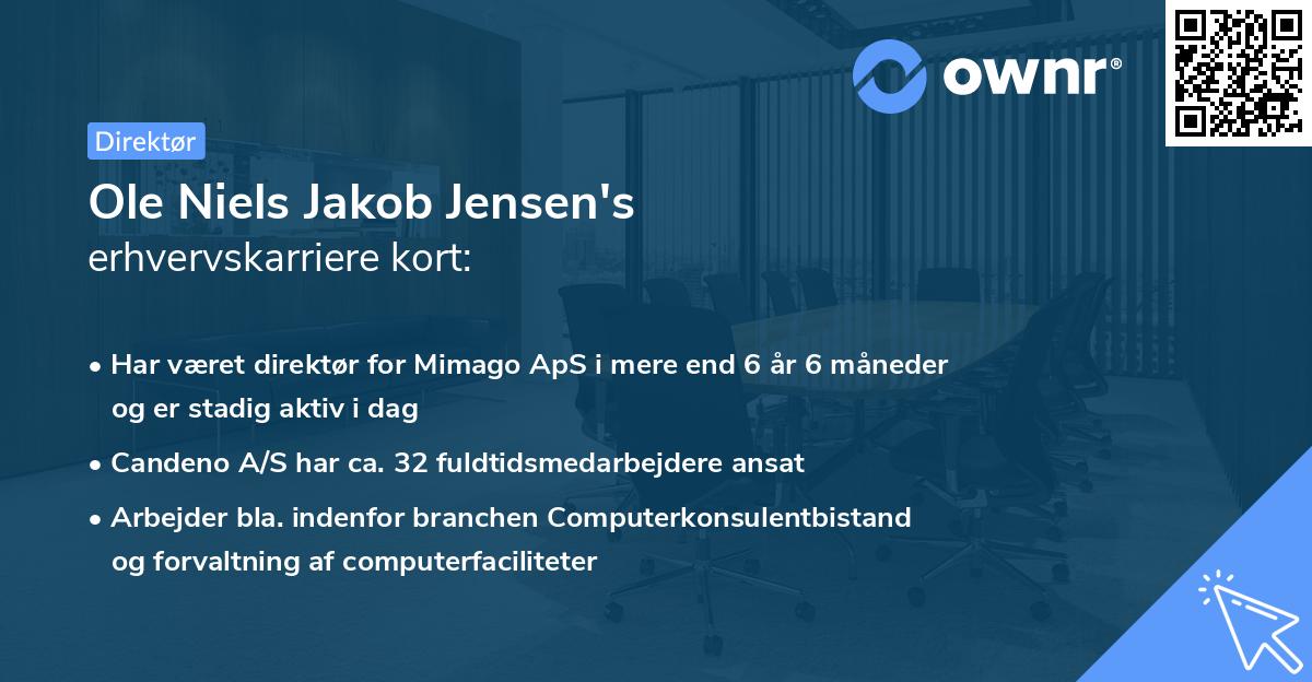 Ole Niels Jakob Jensen's erhvervskarriere kort