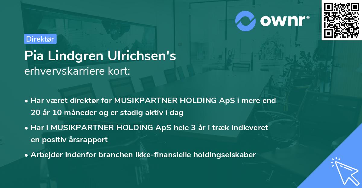 Pia Lindgren Ulrichsen's erhvervskarriere kort