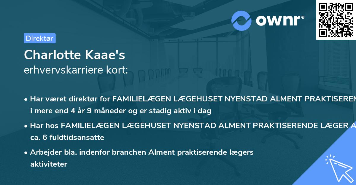 Charlotte Kaae's erhvervskarriere kort