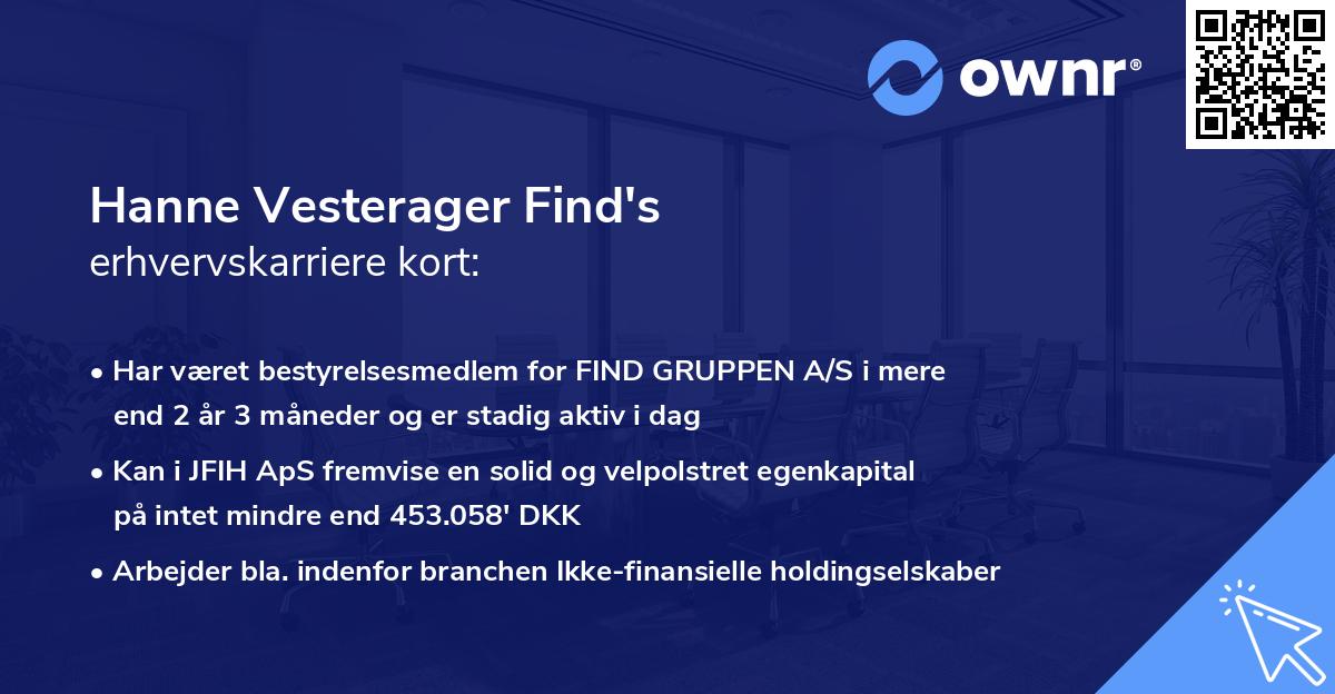 Hanne Vesterager Find's erhvervskarriere kort