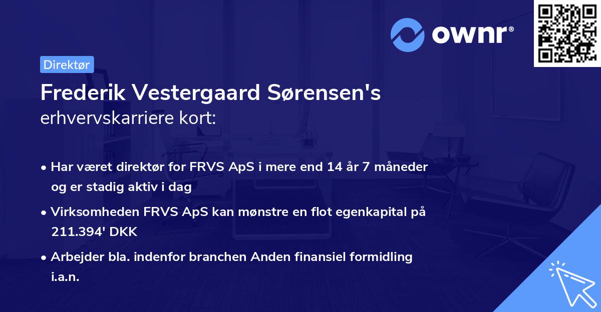 Frederik Vestergaard Sørensen's erhvervskarriere kort