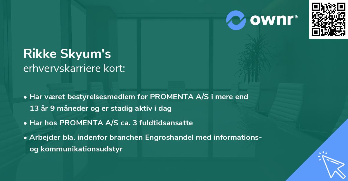 Rikke Skyum's erhvervskarriere kort