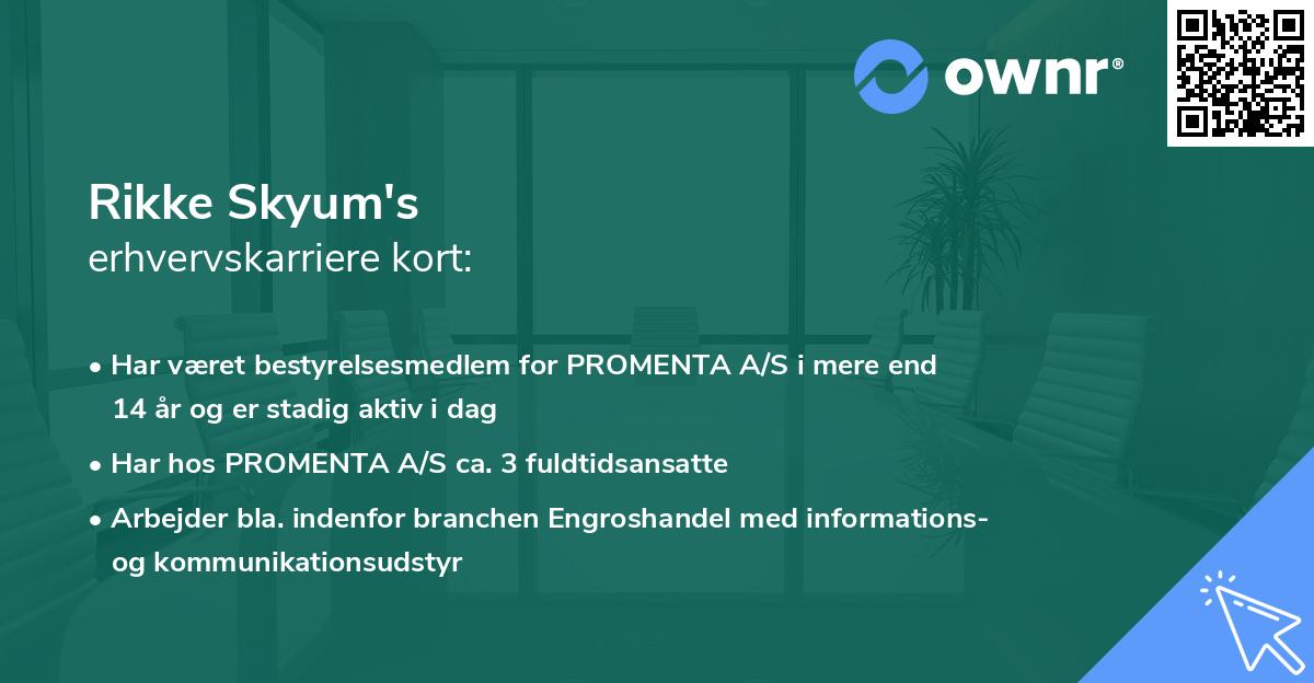 Rikke Skyum's erhvervskarriere kort