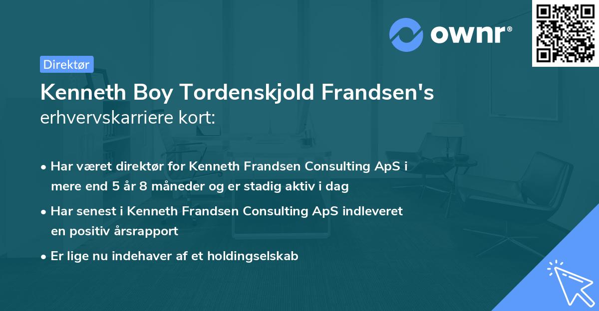 Kenneth Boy Tordenskjold Frandsen's erhvervskarriere kort