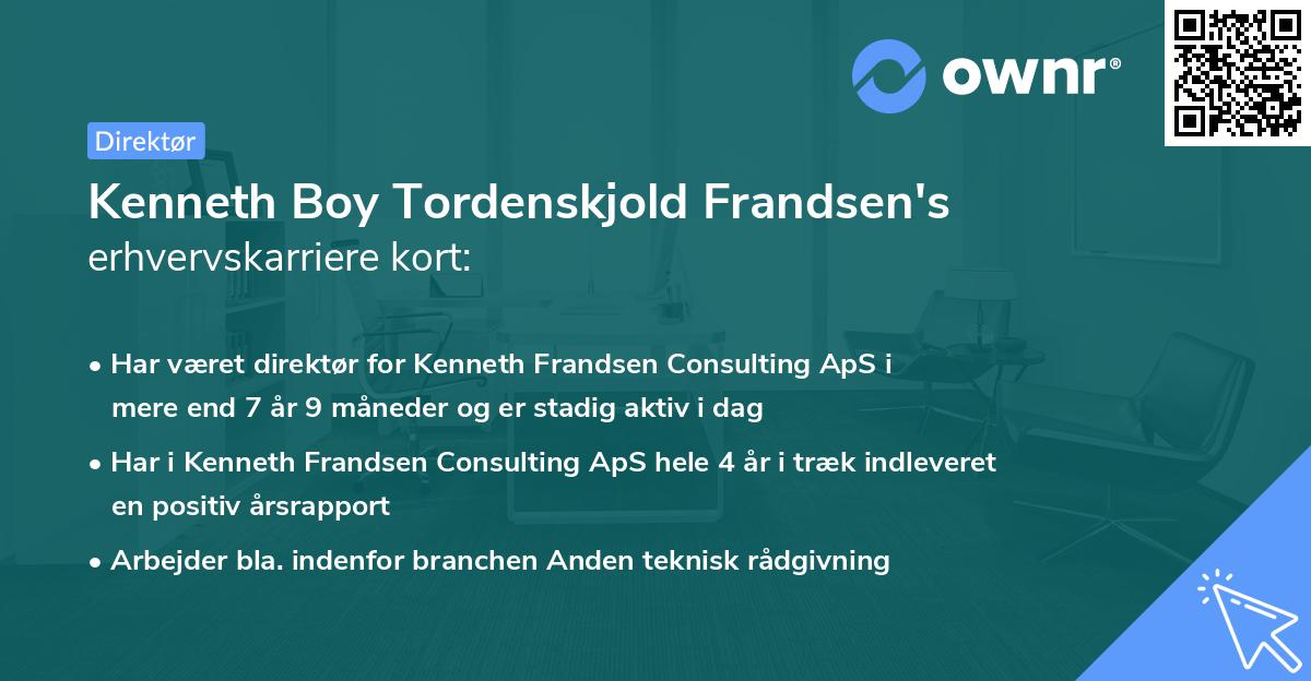 Kenneth Boy Tordenskjold Frandsen's erhvervskarriere kort