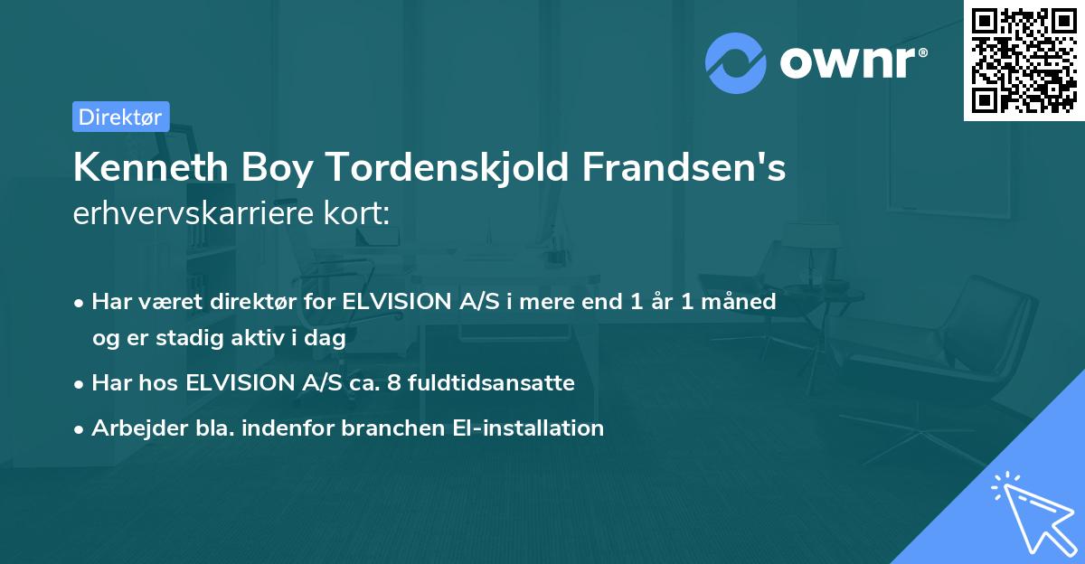 Kenneth Boy Tordenskjold Frandsen's erhvervskarriere kort