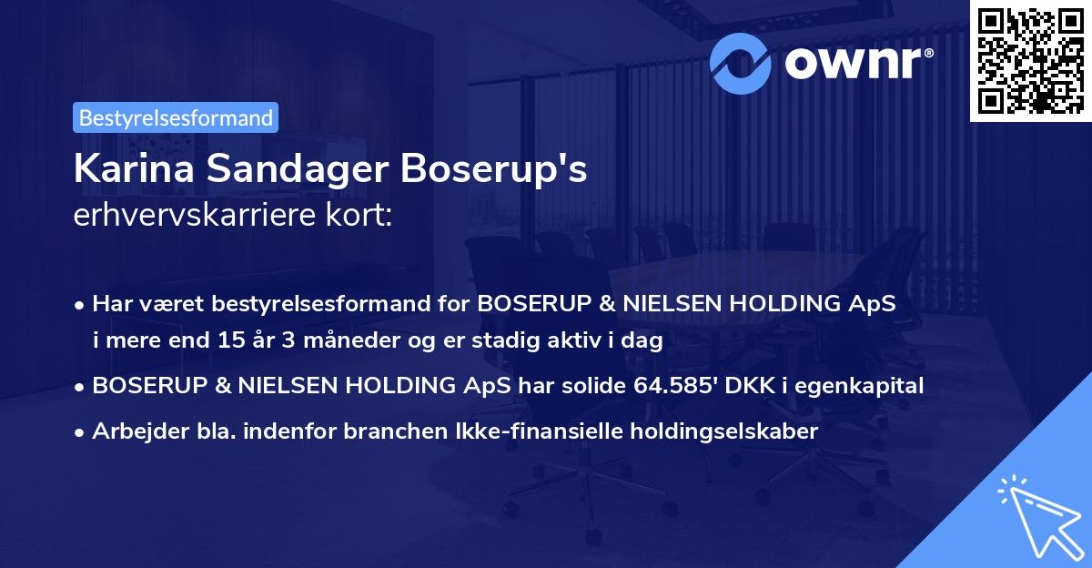 Karina Sandager Boserup's erhvervskarriere kort