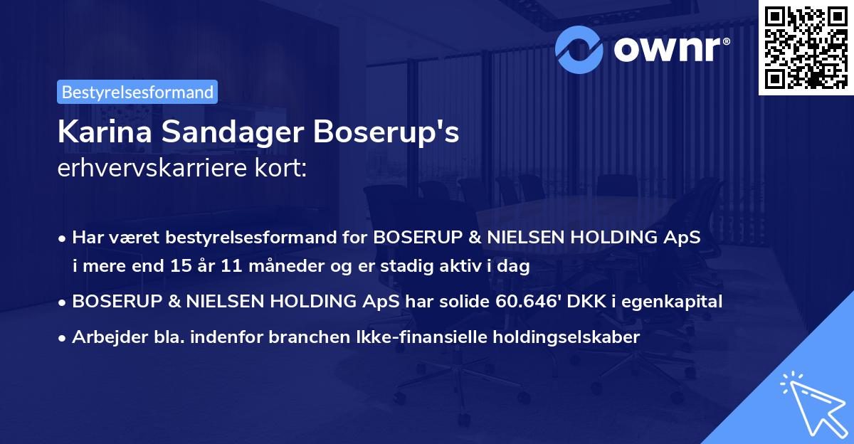 Karina Sandager Boserup's erhvervskarriere kort