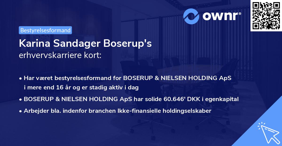 Karina Sandager Boserup's erhvervskarriere kort