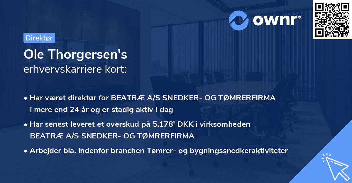 Ole Thorgersen's erhvervskarriere kort