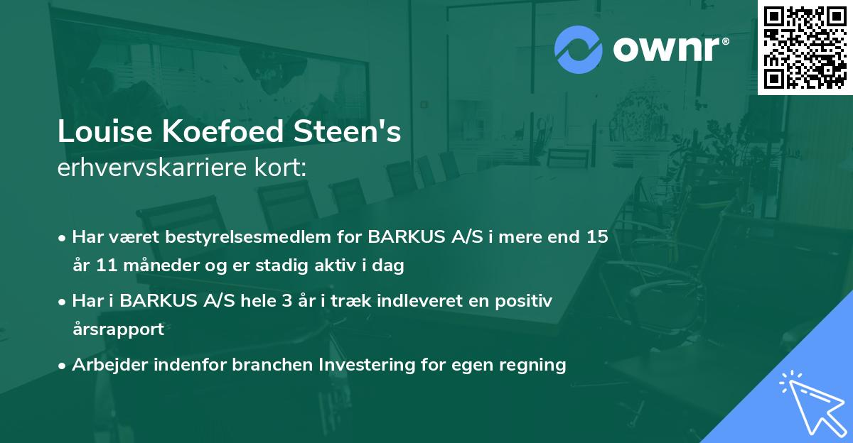 Louise Koefoed Steen's erhvervskarriere kort