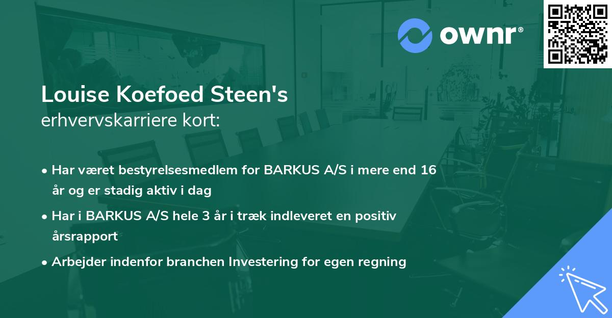 Louise Koefoed Steen's erhvervskarriere kort