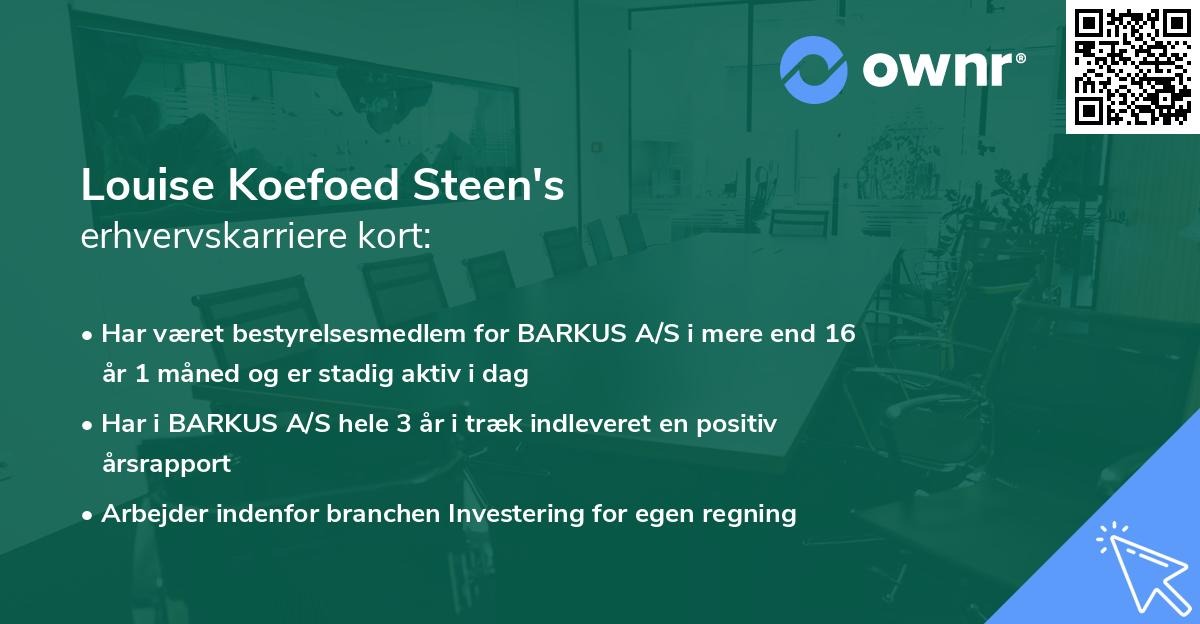 Louise Koefoed Steen's erhvervskarriere kort