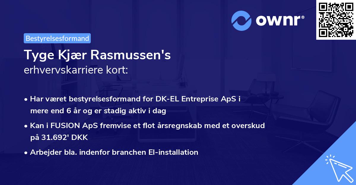 Tyge Kjær Rasmussen's erhvervskarriere kort