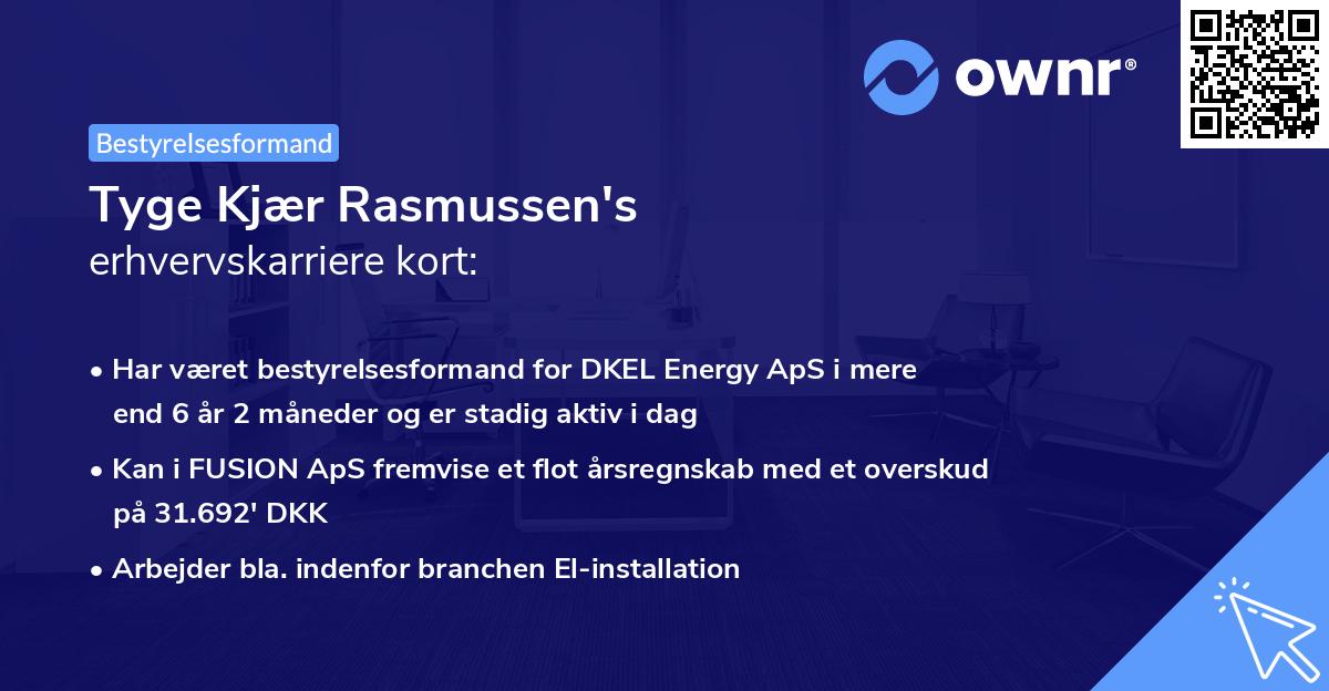 Tyge Kjær Rasmussen's erhvervskarriere kort