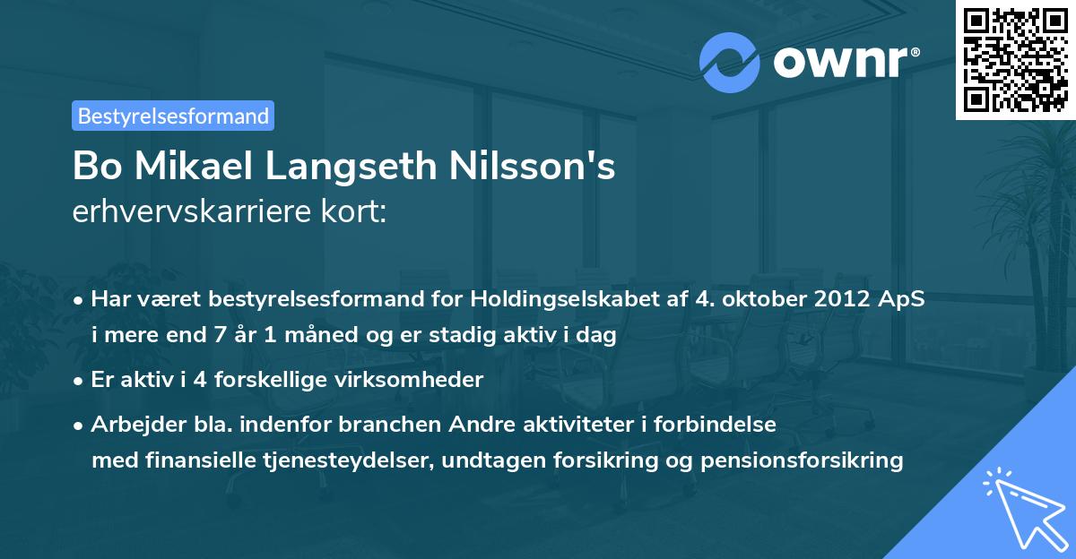 Bo Mikael Langseth Nilsson's erhvervskarriere kort