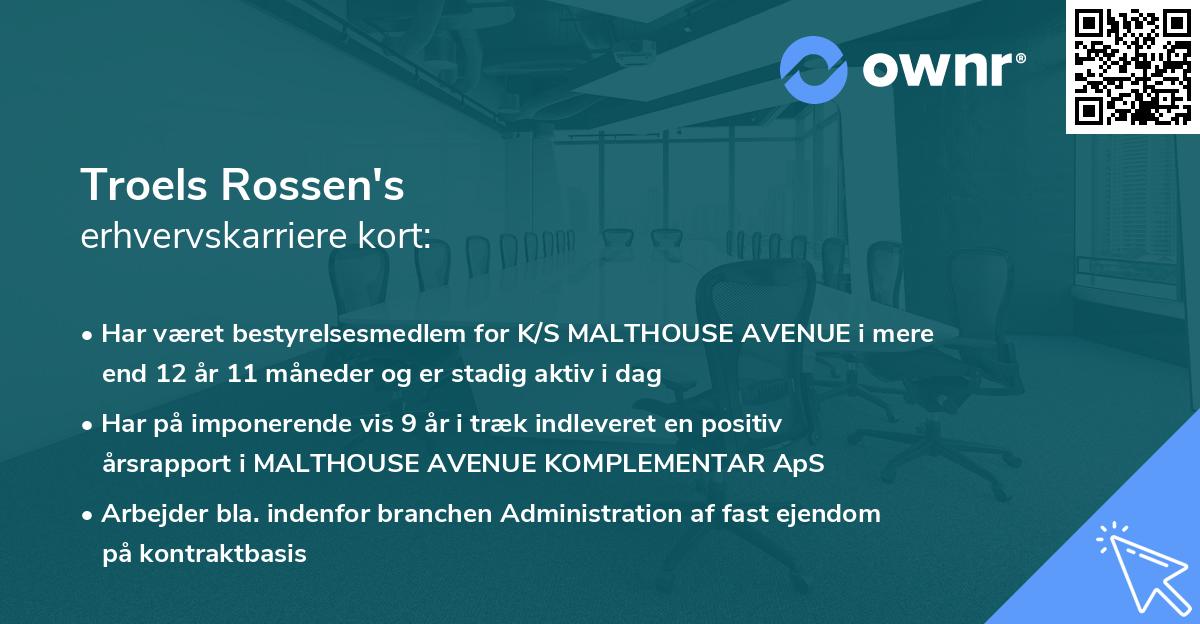 Troels Rossen's erhvervskarriere kort