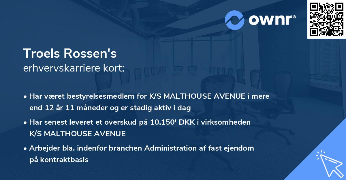 Troels Rossen's erhvervskarriere kort