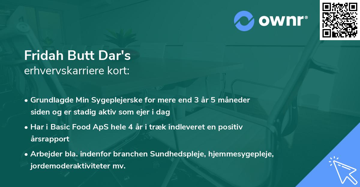 Fridah Butt Dar's erhvervskarriere kort
