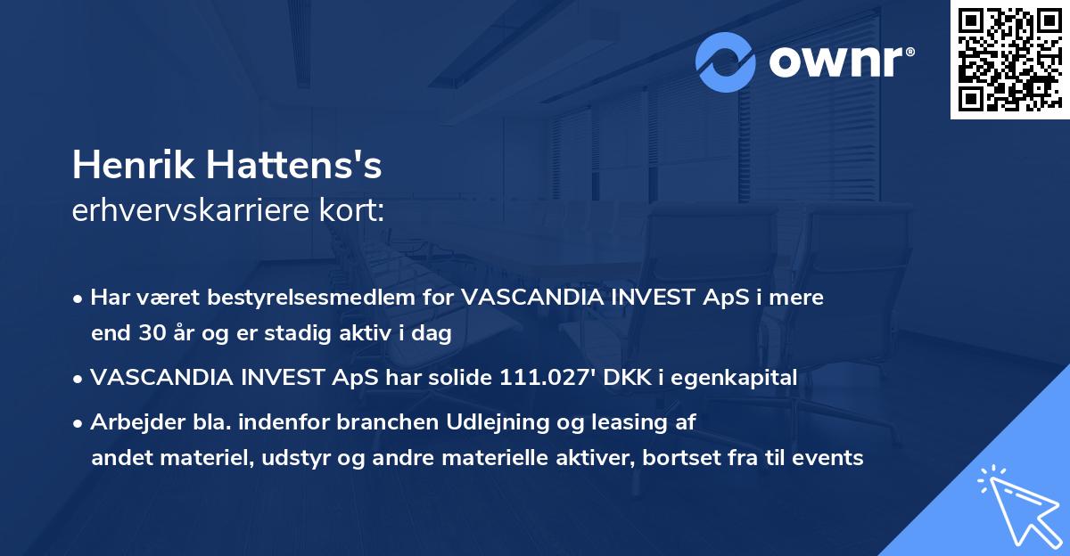 Henrik Hattens's erhvervskarriere kort