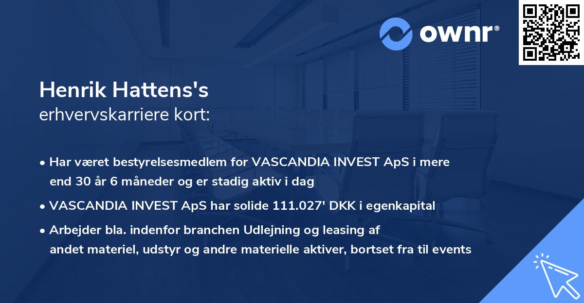 Henrik Hattens's erhvervskarriere kort